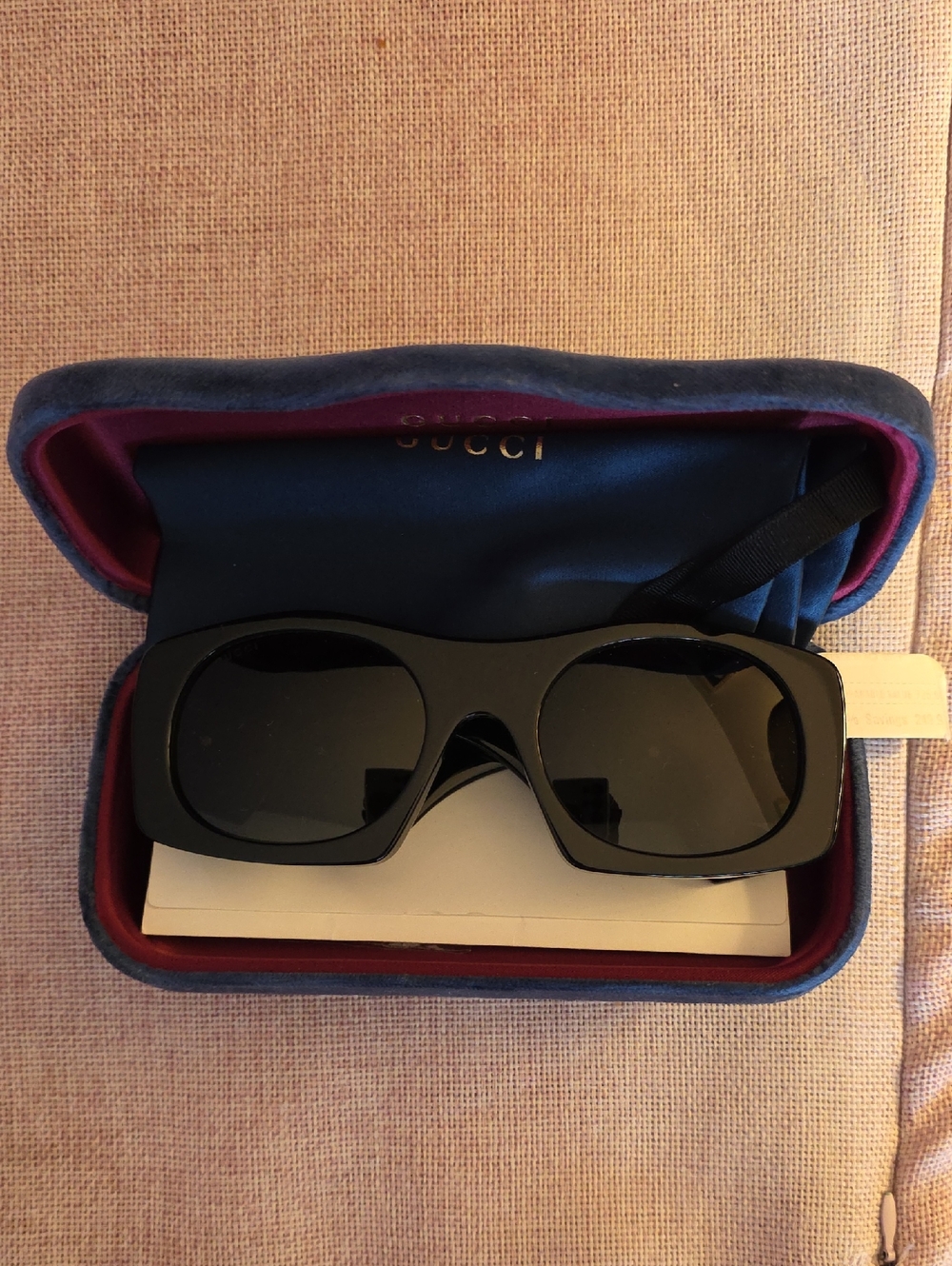 Gucci Glossy Black Oversized Rectangular Sunglasses
